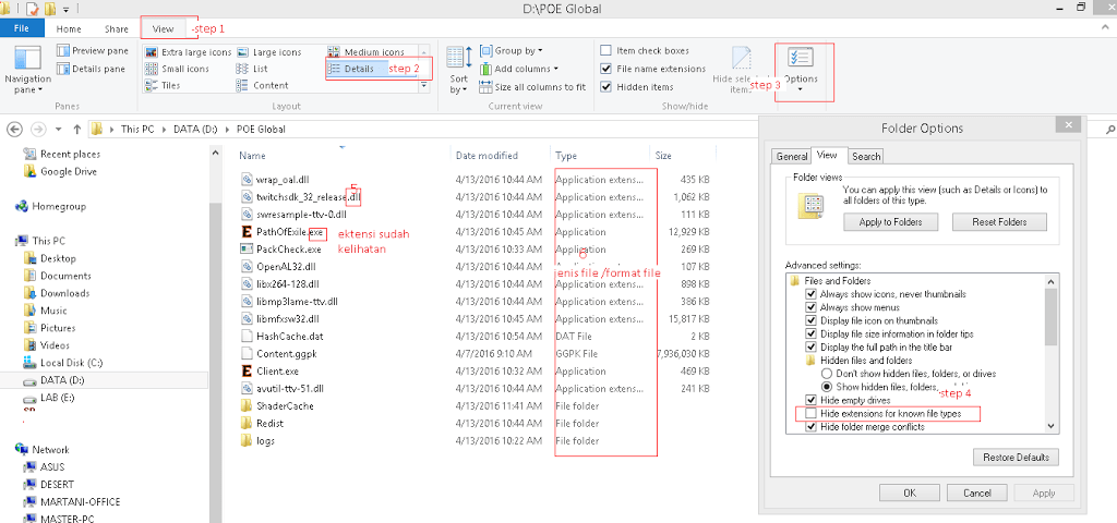 Pengertian extensi file-Rahasia titik disetiap nama file pengertian extensi file dan cara menampilkan extensi file