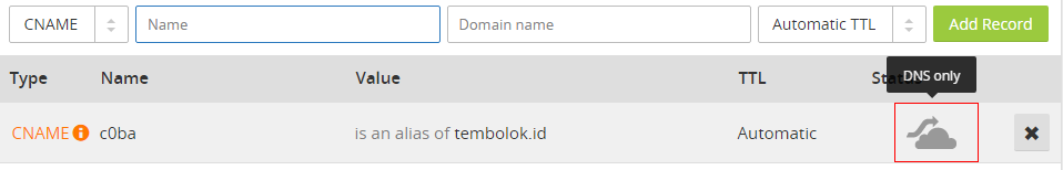 Mengakktifkan DNS proxy cloudflare pada subdomain wordpress