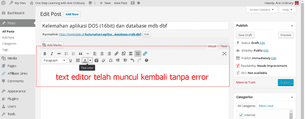 Cara Memperbaiki Visual Editor Tinymce Wordpress Error Blank