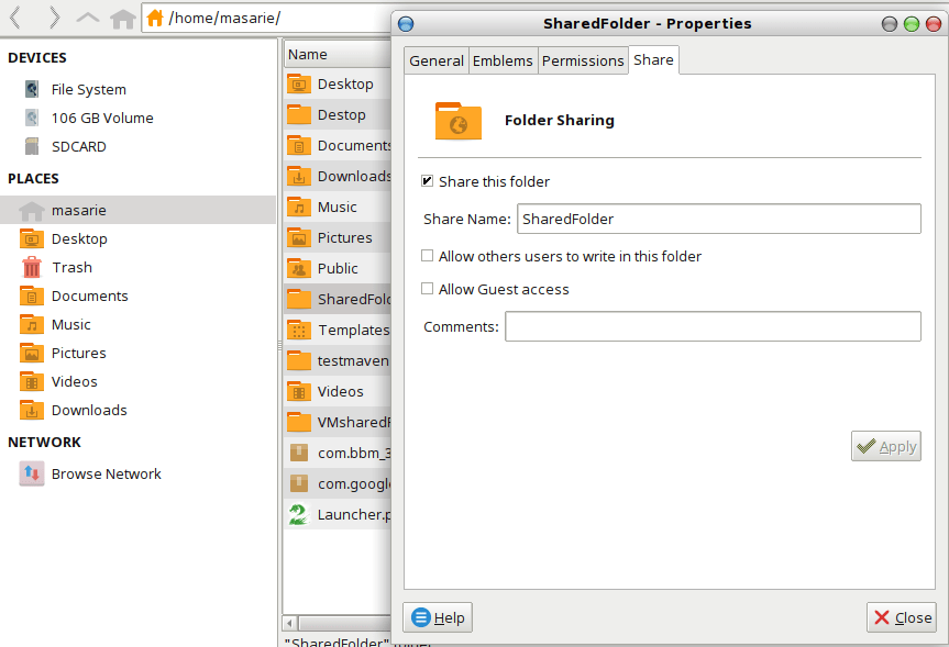 cara share folder di linux dengan samba dan plugin file manager