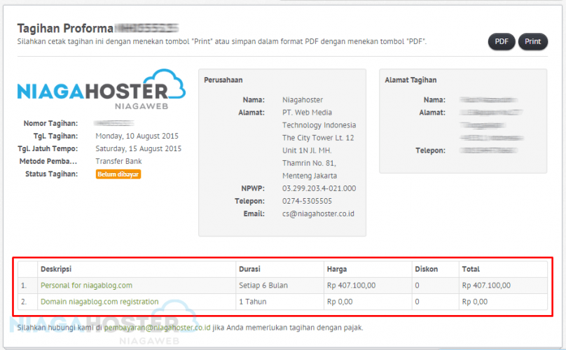 tagihan billing hosting niaga hoster