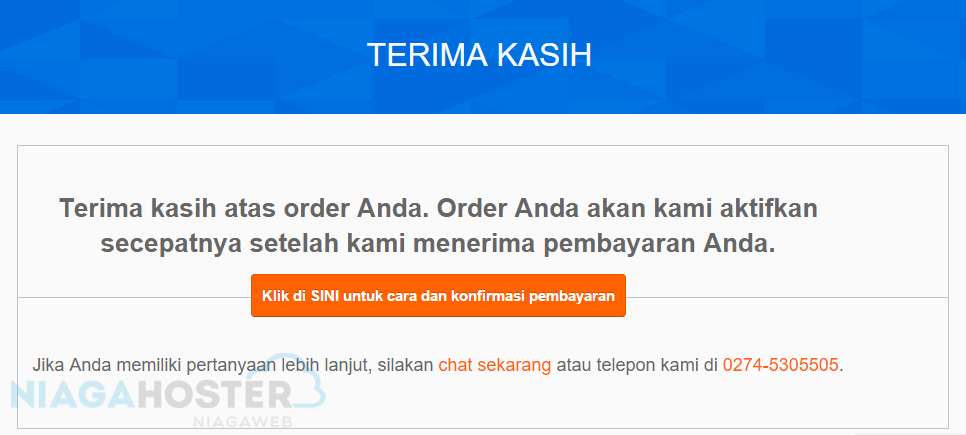 termimakasih telah order di niaga hoster