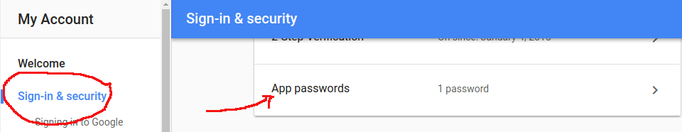 pilih app password pada sign-in security group