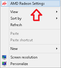 menu AMD radeon setting