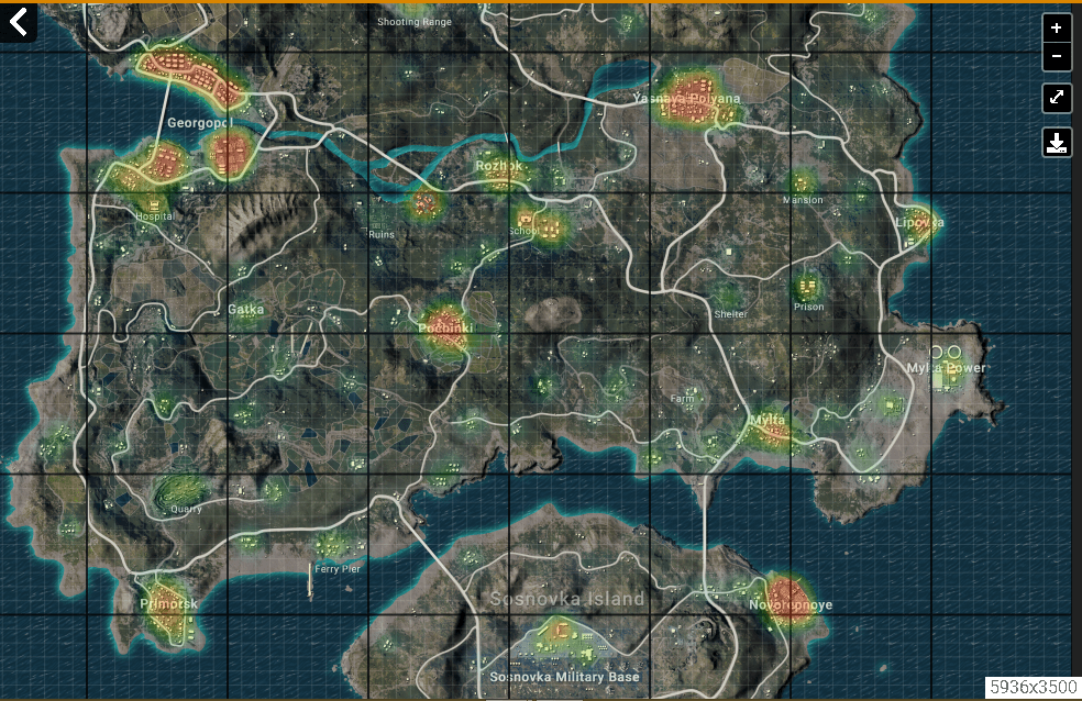 lokasi hootspot loot di PUBG mobile