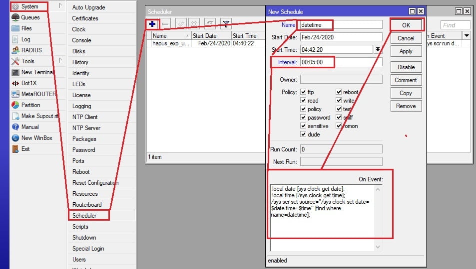 Cara Setting Hotspot Mikrotik Dari Awal Sampai Akhir scheduler datetime mikrotik