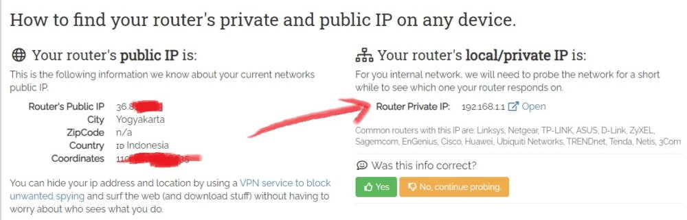 cara mencari tau ip wifi router rumah dengan website