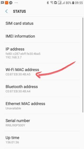 cara  mengecek mac address WiFi android