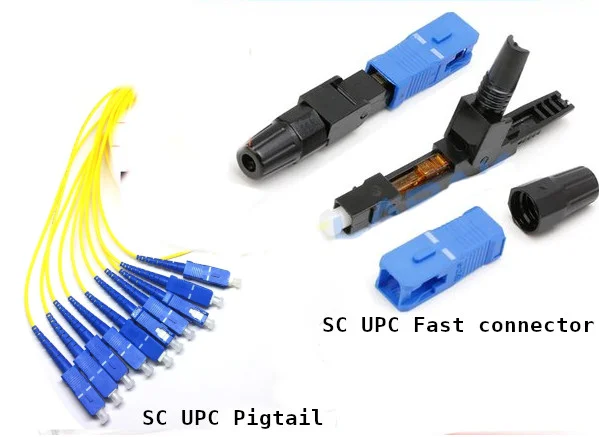 konektor fiber optic SC UPC jenis fast connector dan pigtail