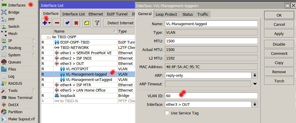 Cara meremote Modem, Router & Akses Point di Client membuat vlan management untuk remote modem, router dan akses point